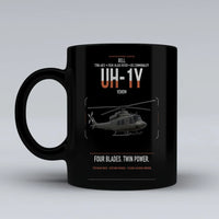 Thumbnail for Bell UH-1Y Venom design on black ceramic mug, double-side print