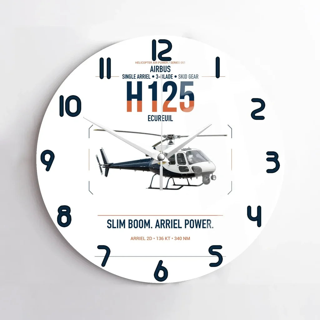 Airbus H125 design on white no frame wall clock