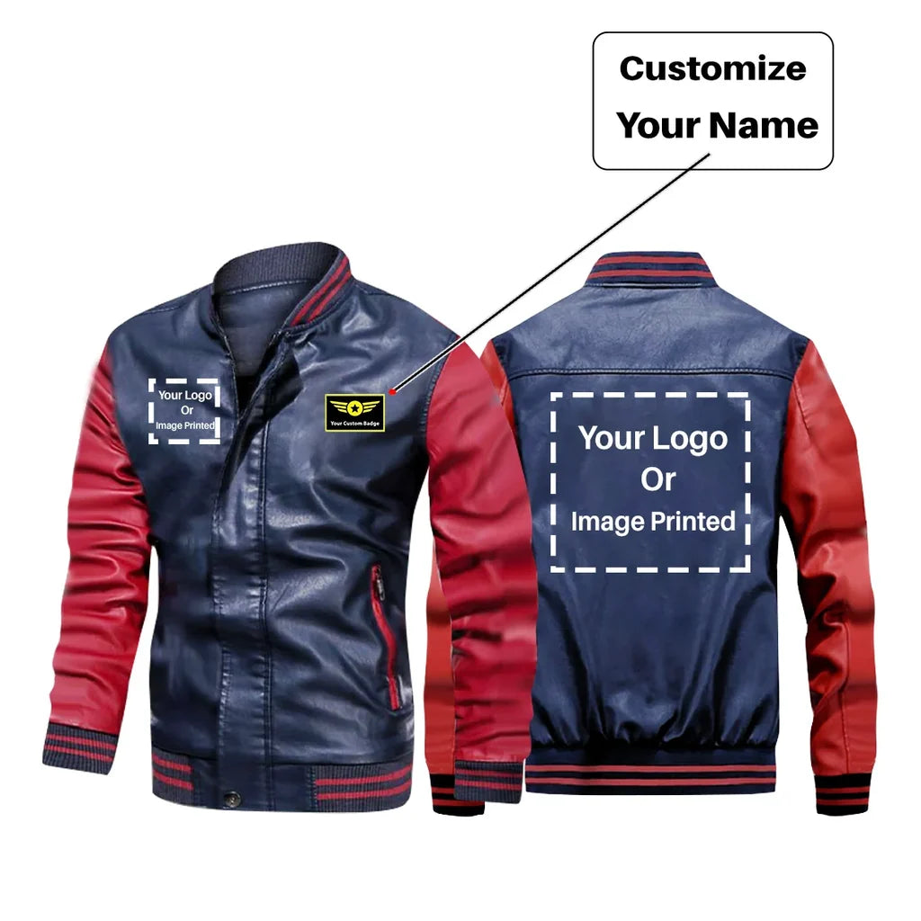 Customisable Name & TWO LOGOS Stylish Bomber Jacket - view 3