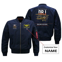 Thumbnail for Fokker Dr.I design on blue+name bomber jacket, double-side print