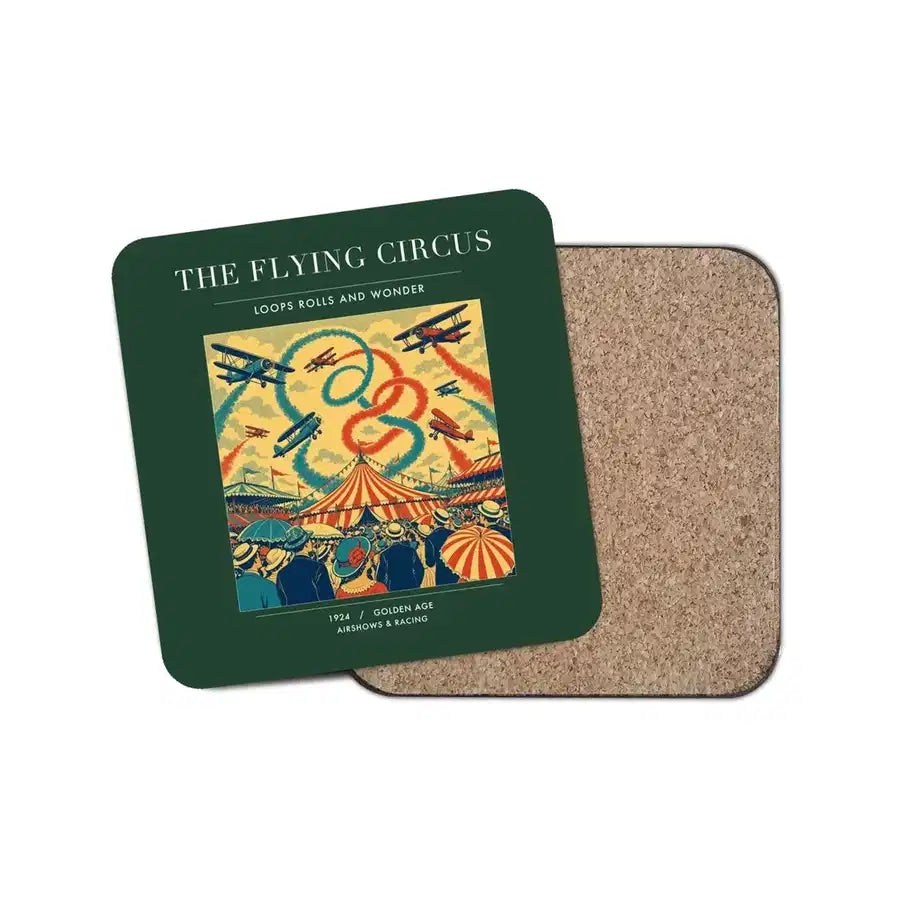 The Flying Circus - Designed Coasters design on dark green 1-piece