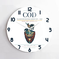 Thumbnail for Yellowstone Regional Airport (COD) design on white no frame wall clock