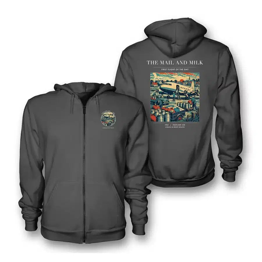 VINTAGE G4098 - The Mail And Milk - Premium Zipped Hoodie design on darkgray