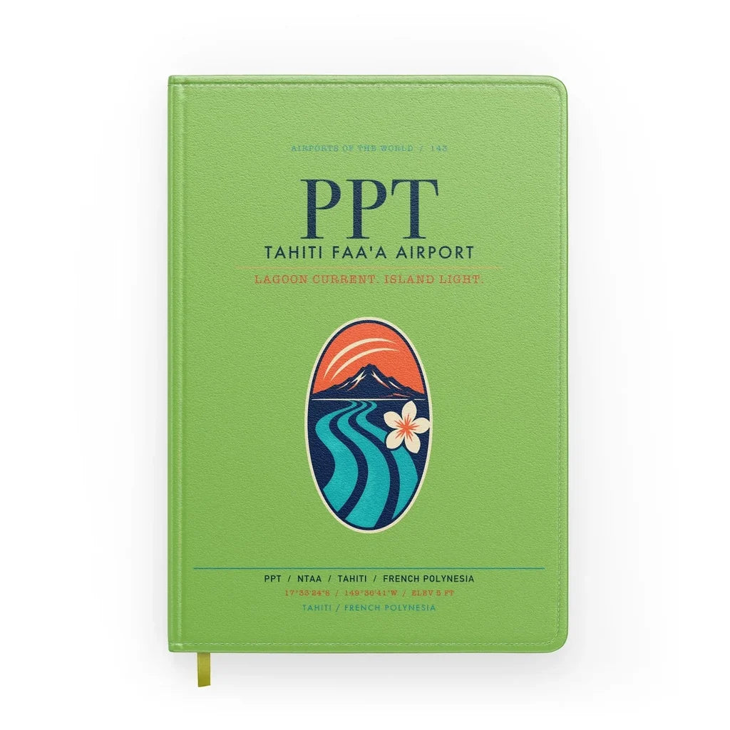 Tahiti Faa'a Airport (PPT) design on light green notebook