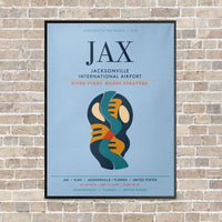 Thumbnail for Jacksonville International Airport JAX vertical canvas print - framed - light blue background