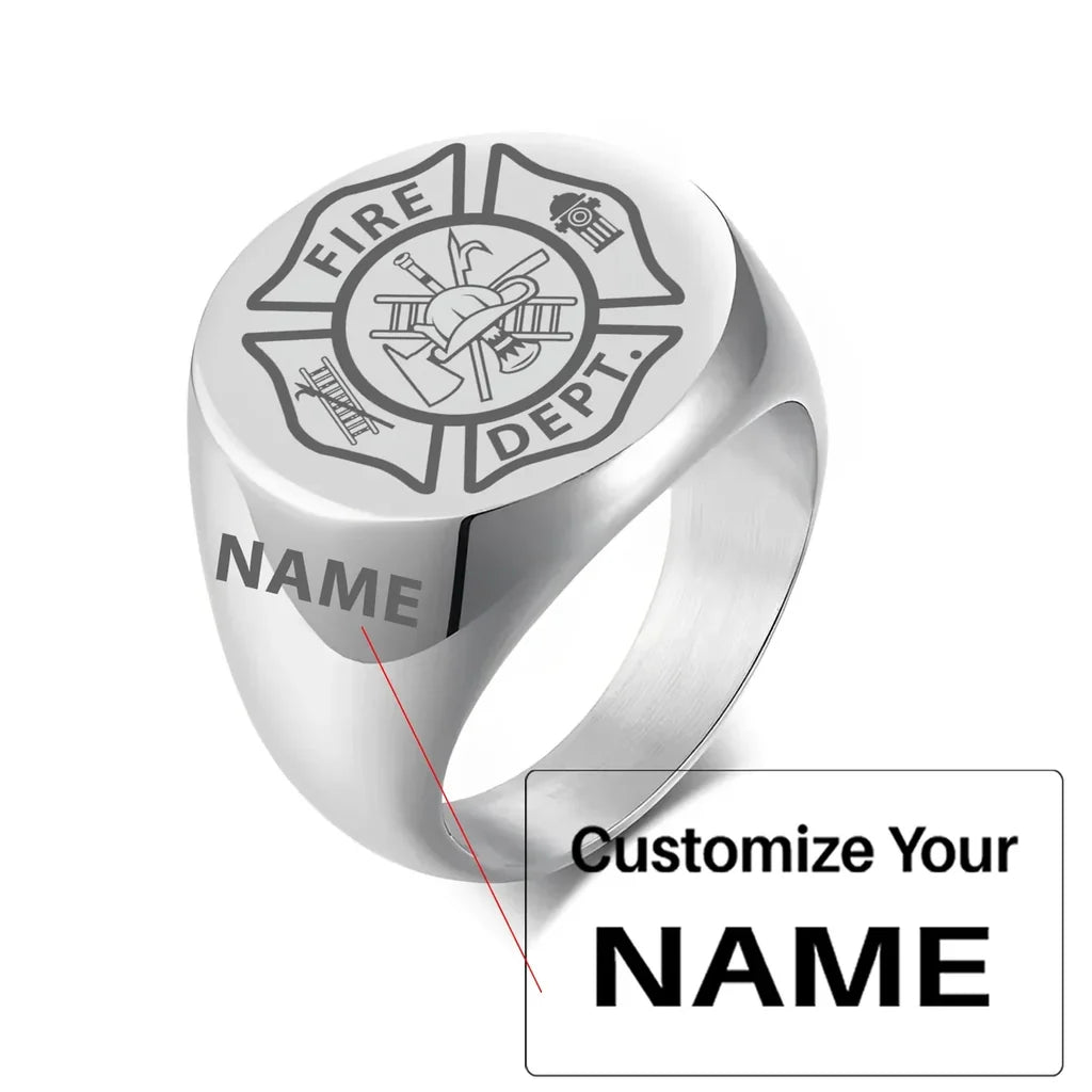 Customisable FIRE DEPT Design 20MM Stainless Ring - view 3