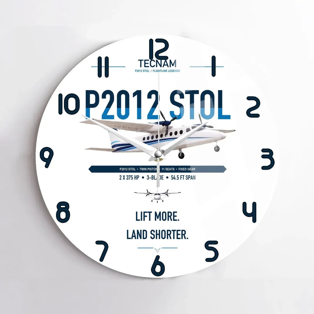 Tecnam P2012 STOL design on white no frame wall clock