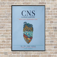 Thumbnail for Cairns Airport CNS vertical canvas print - framed - light blue background