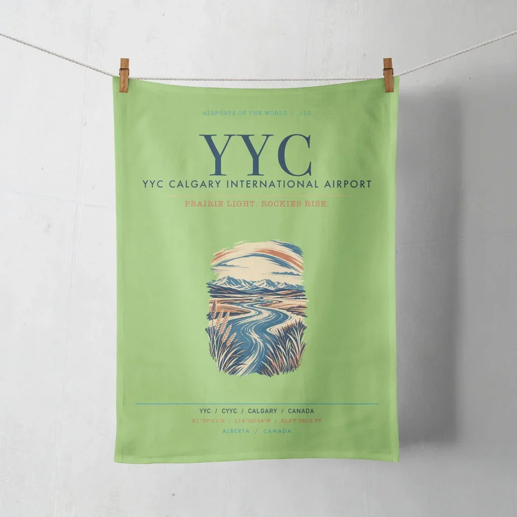 YYC Calgary International Airport (YYC) design on light green towel
