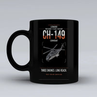 Thumbnail for Leonardo CH-149 Cormorant design on black ceramic mug, double-side print