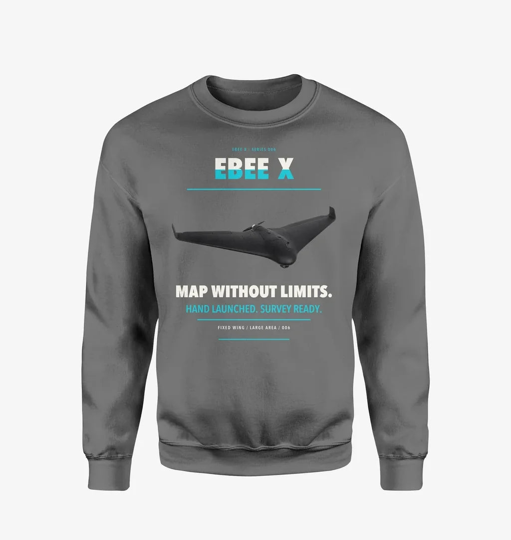 AgEagle eBee X design on gray sweatshirt