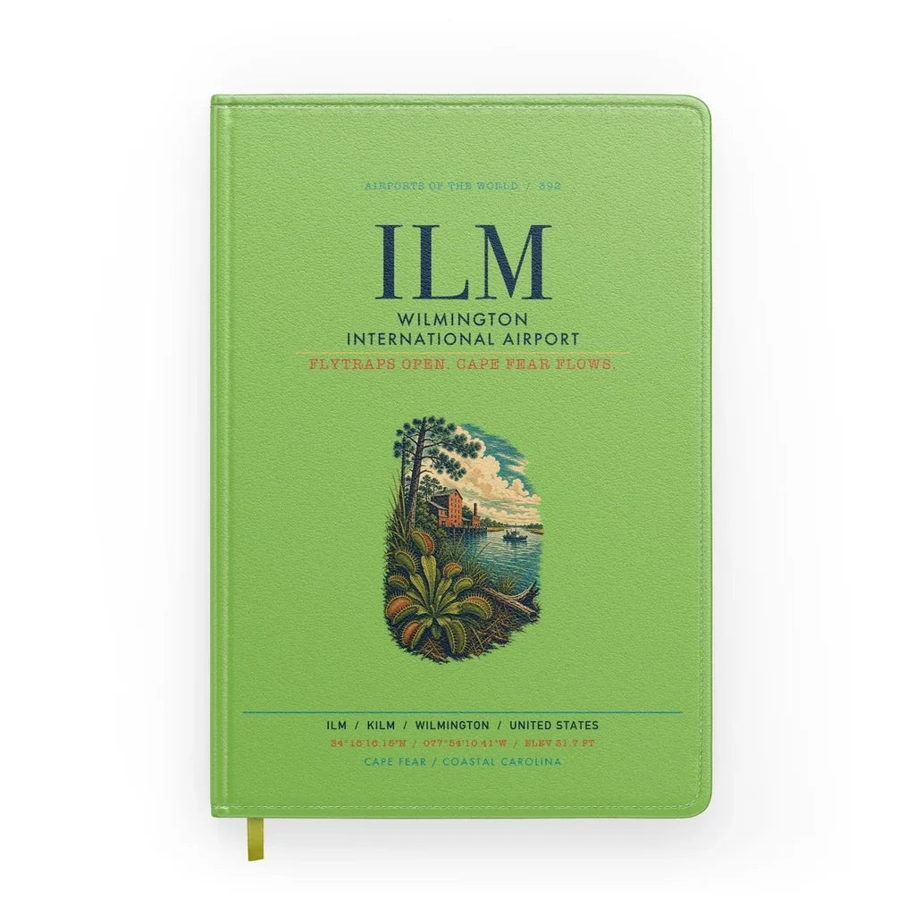 Wilmington International Airport (ILM) design on light green notebook