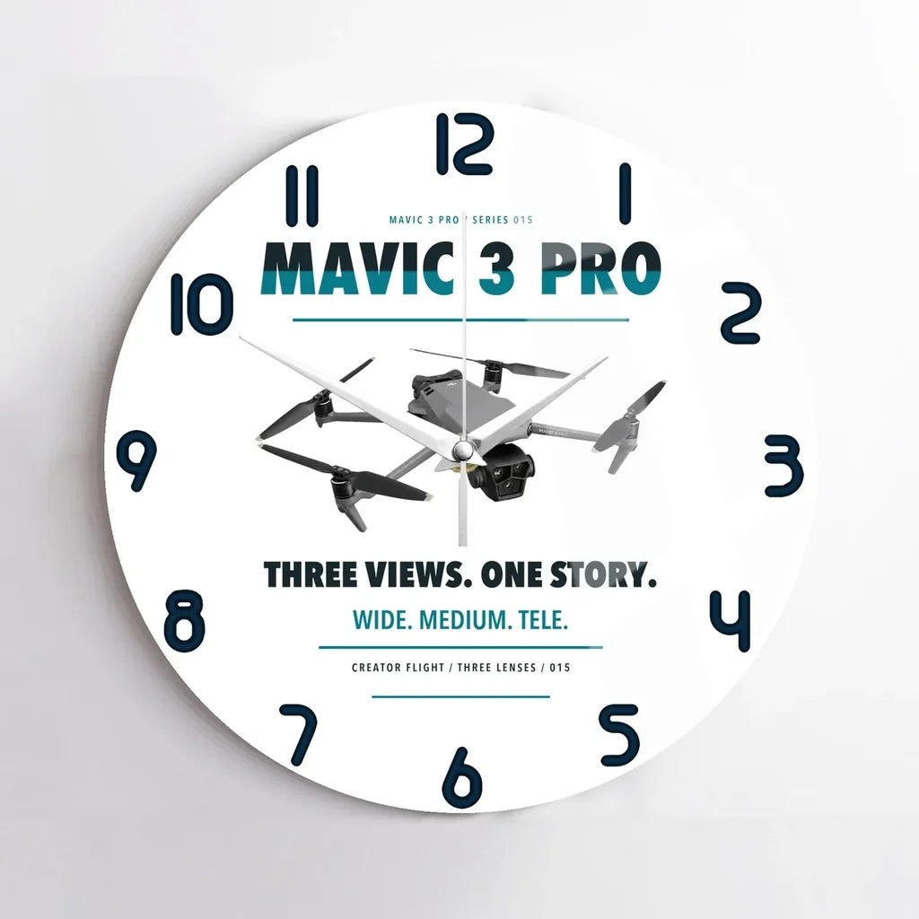 DJI Mavic 3 Pro design on white no frame wall clock