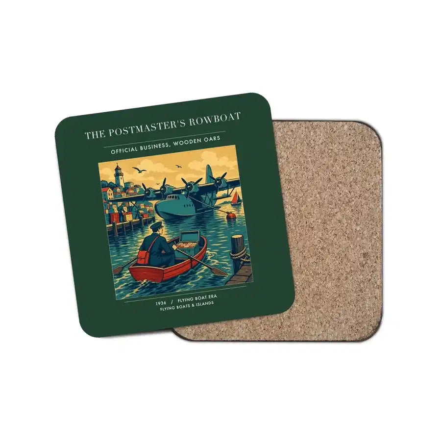 The Postmaster's Rowboat - Designed Coasters design on dark green 1-piece