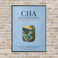Thumbnail for Chattanooga Airport CHA vertical canvas print - framed - light blue background