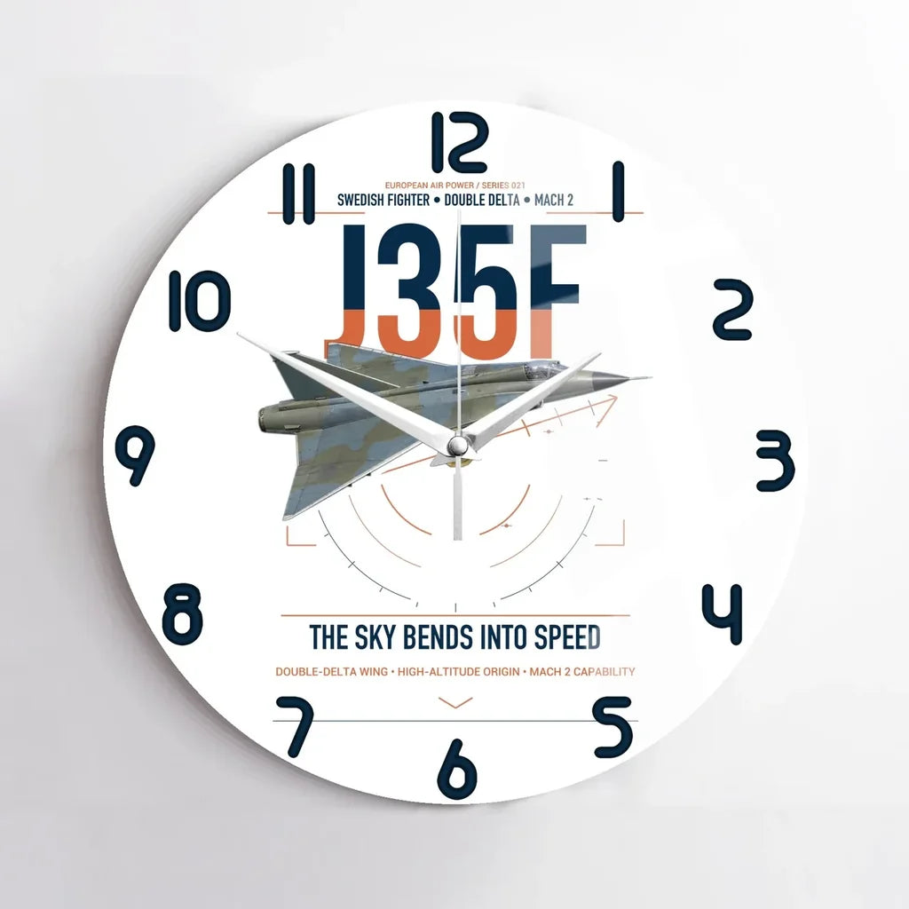 Saab J 35F Draken design on white no frame wall clock
