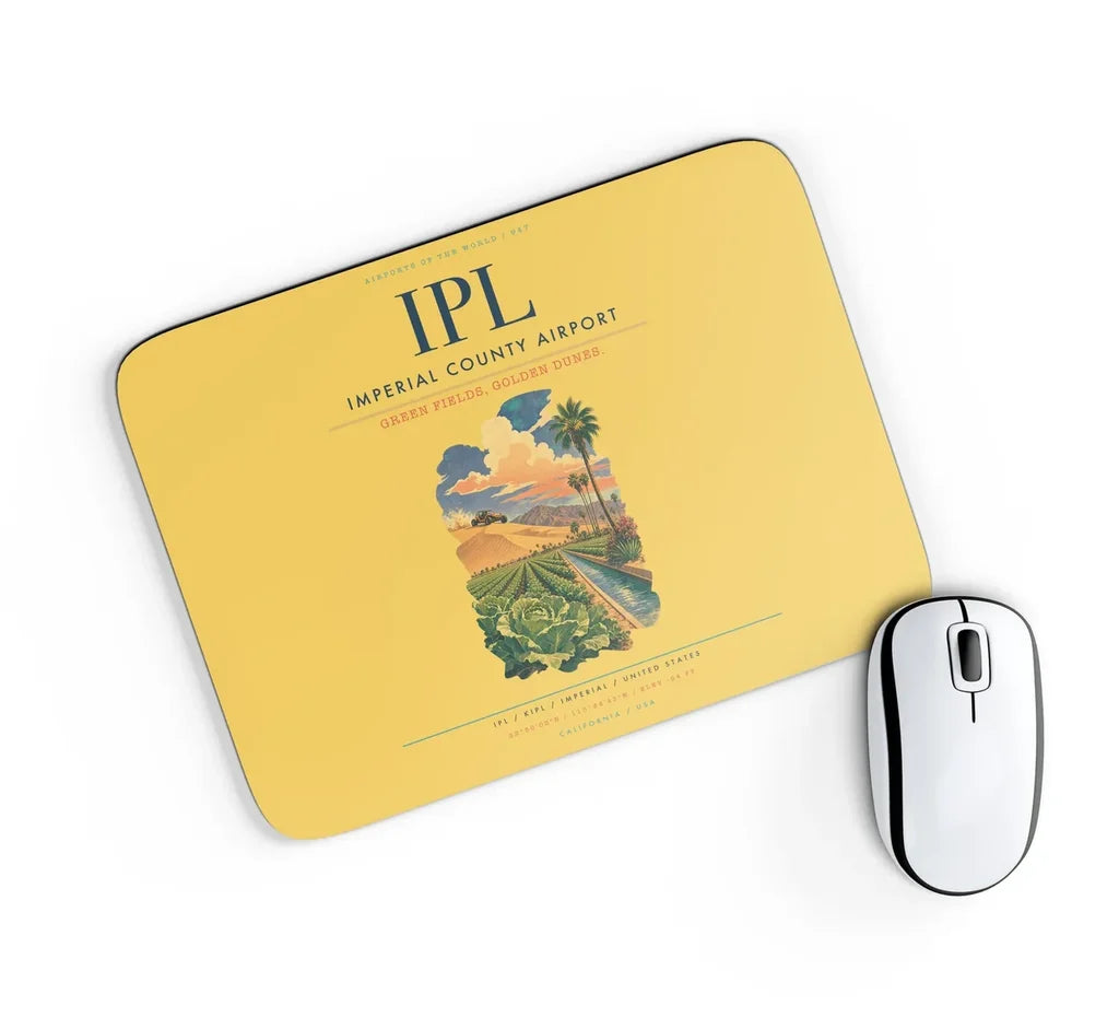 Imperial County Airport (IPL) design on yellow rectangle mouse pad
