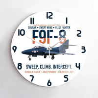 Thumbnail for F9F-8 Cougar Swept Wing Carrier Fighter design on white no frame wall clock