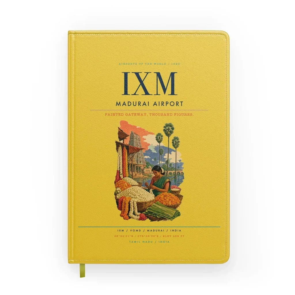 Madurai Airport (IXM) design on yellow notebook