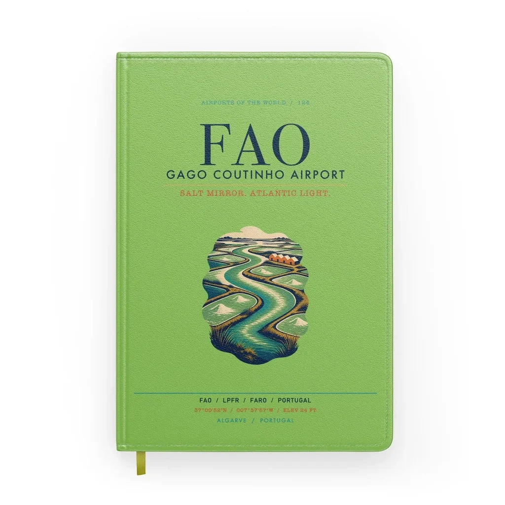Gago Coutinho Airport Faro (FAO) design on light green notebook