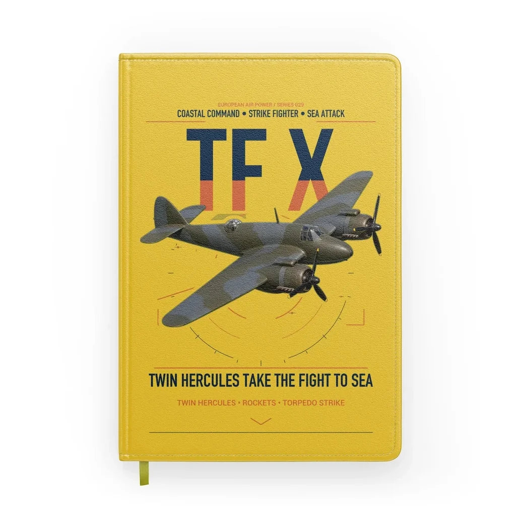 Bristol Beaufighter TF X design on yellow notebook