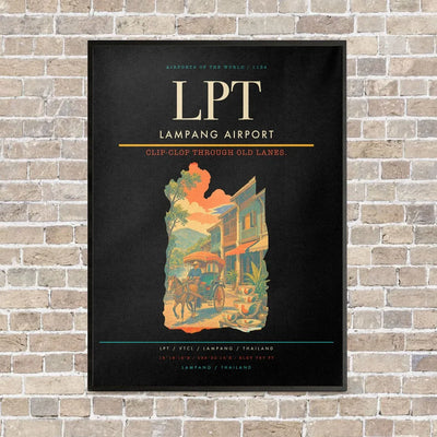 Lampang Airport LPT vertical canvas print - framed - black background