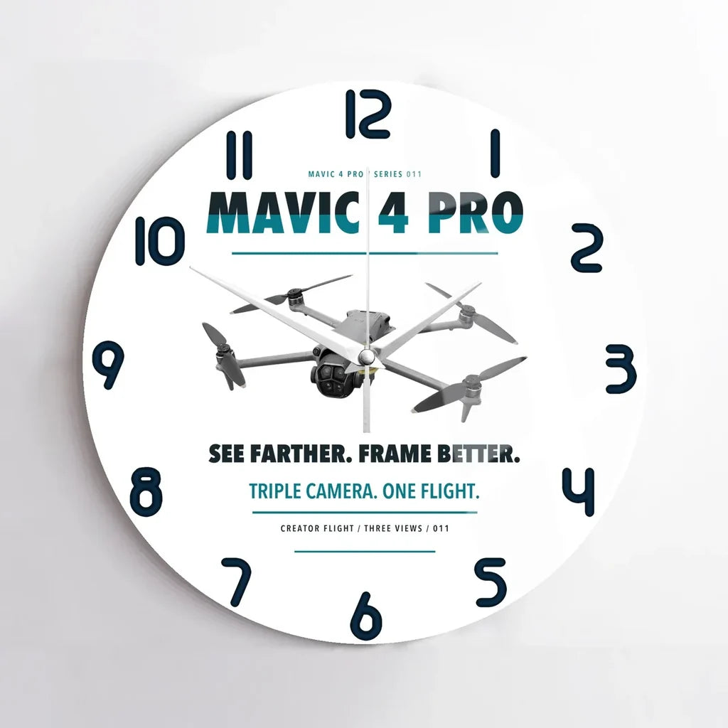 DJI Mavic 4 Pro design on white no frame wall clock