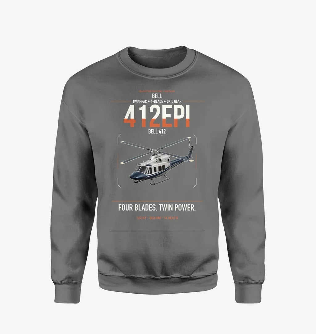 Bell 412EPI design on gray sweatshirt