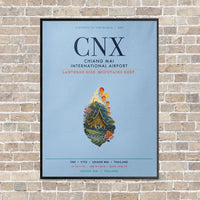 Thumbnail for Chiang Mai International Airport CNX vertical canvas print - framed - light blue background