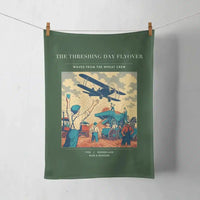 Thumbnail for VINTAGE G4389 - The Threshing Day Flyover - Designed Towels design on darkgreen