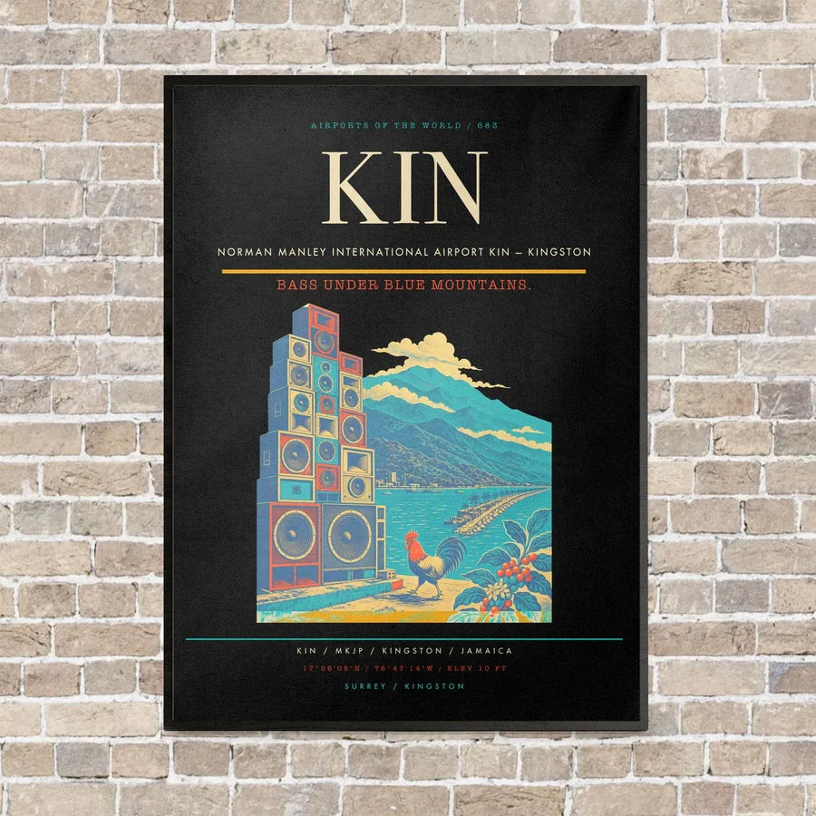 Norman Manley International Airport KIN — Kingston vertical canvas print - framed - black background