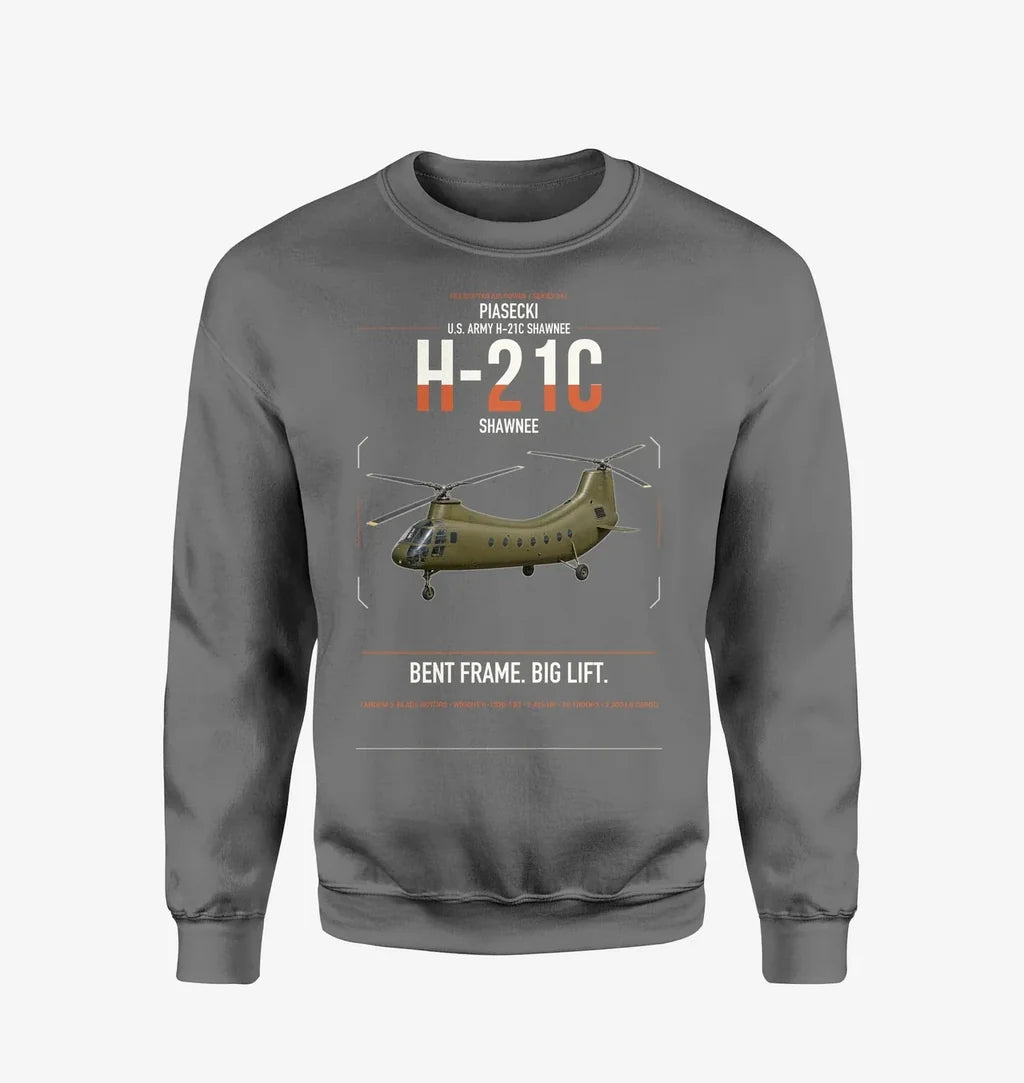 Piasecki H-21C Shawnee design on gray sweatshirt