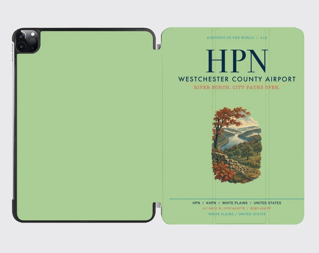 Westchester County Airport (HPN) design on light green ipad tablet case