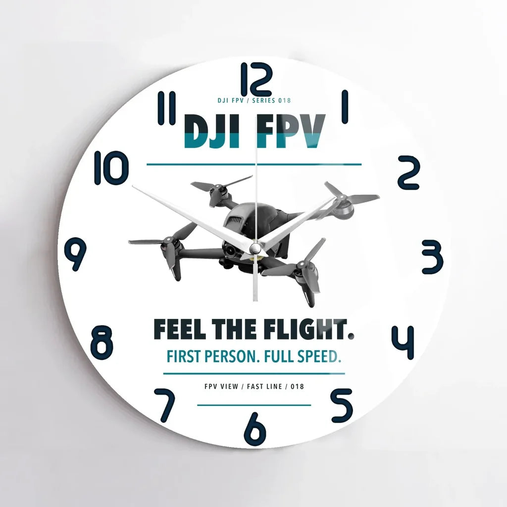 DJI FPV design on white no frame wall clock