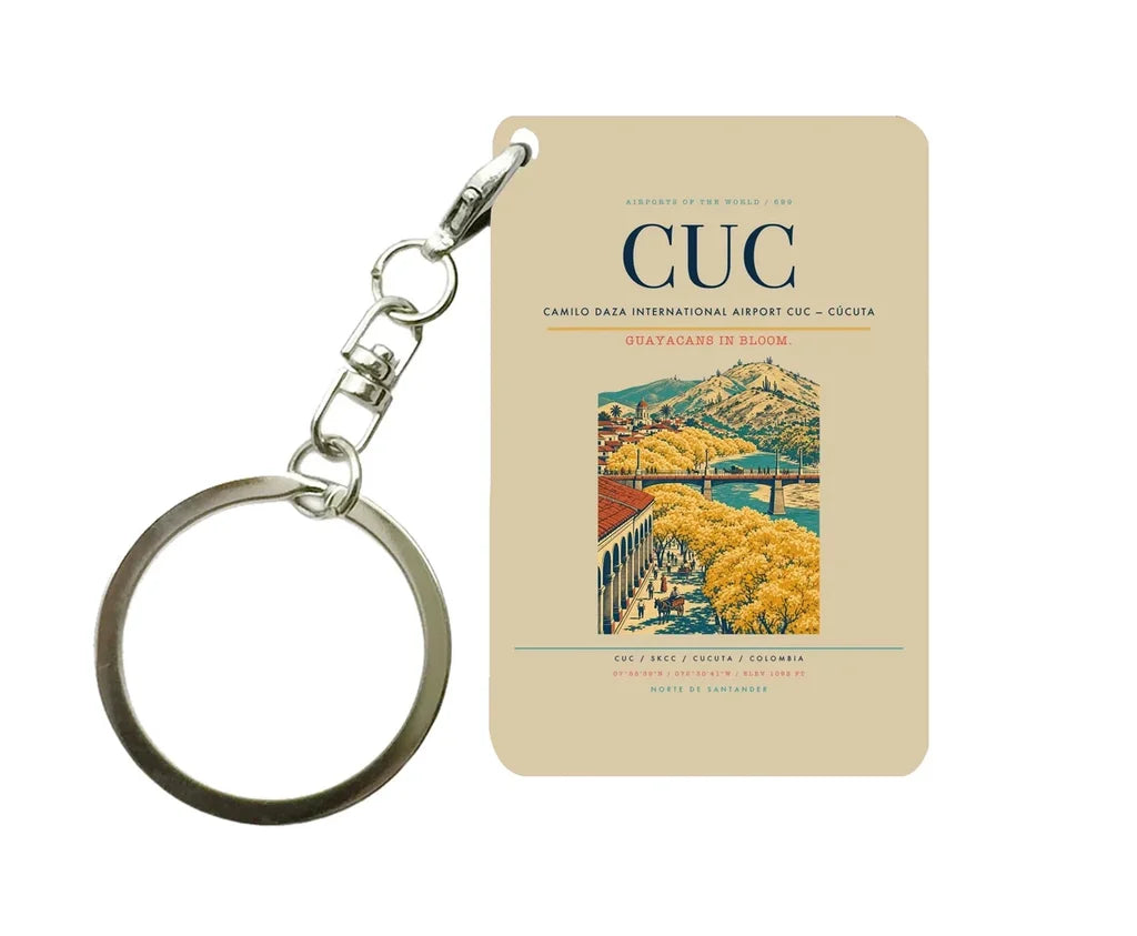 Camilo Daza International Airport (CUC) design on beige key chain