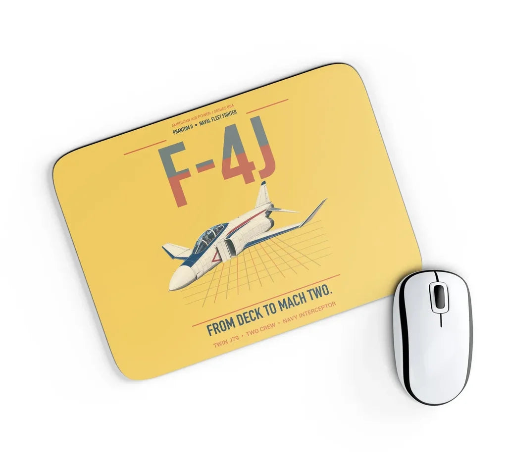 F-4J Phantom II design on yellow rectangle mouse pad