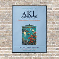 Thumbnail for Auckland Airport AKL vertical canvas print - framed - light blue background