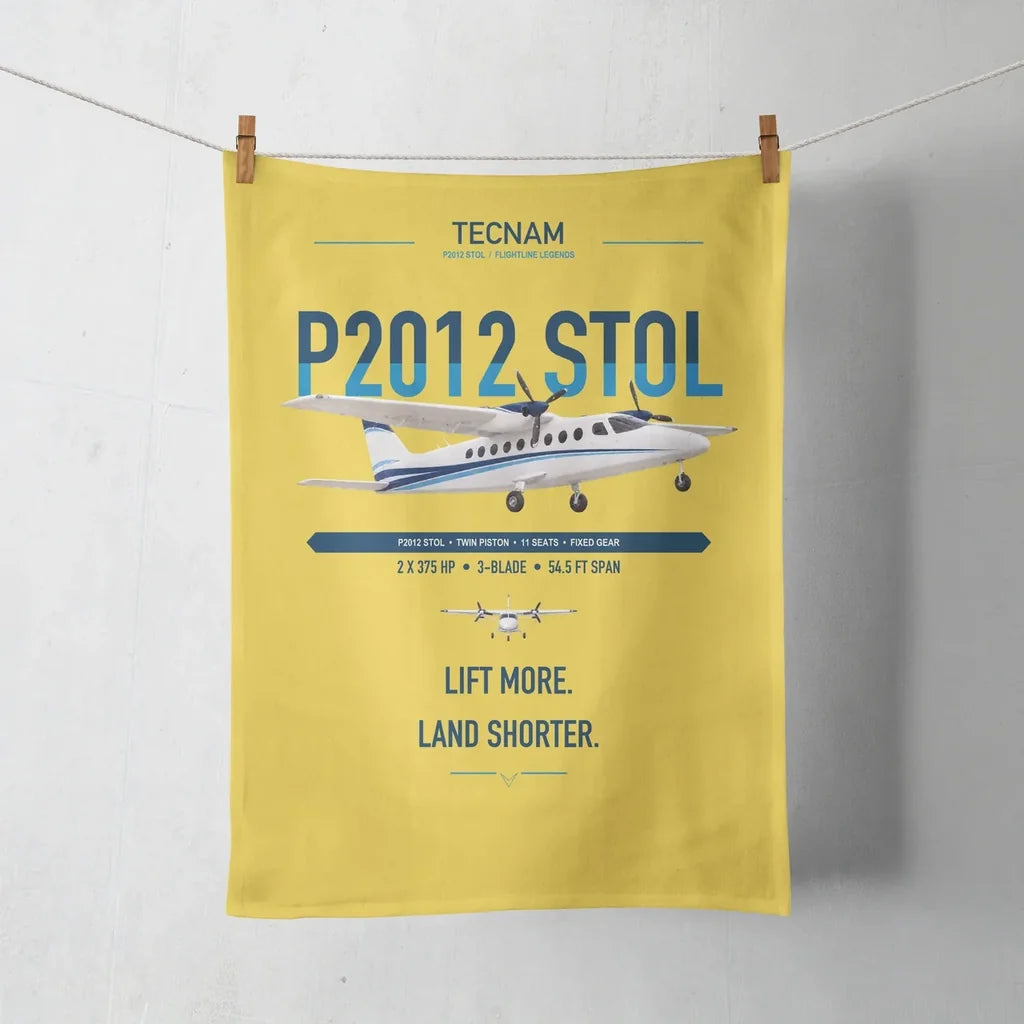 Tecnam P2012 STOL design on yellow towel