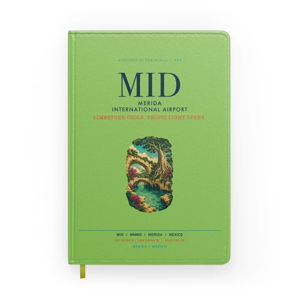 Merida International Airport (MID) design on light green notebook