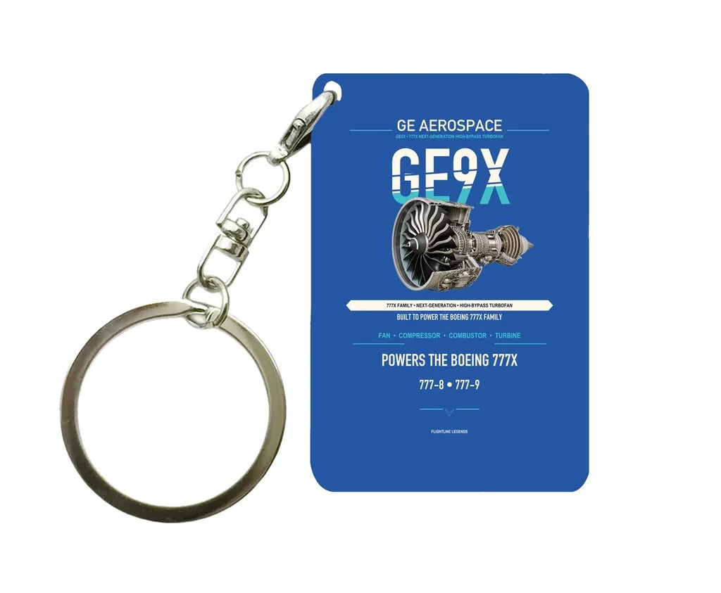 GE9X Key Chain design on blue key chain