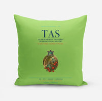 Thumbnail for Islam Karimov Tashkent International Airport (TAS) design on light green pillow