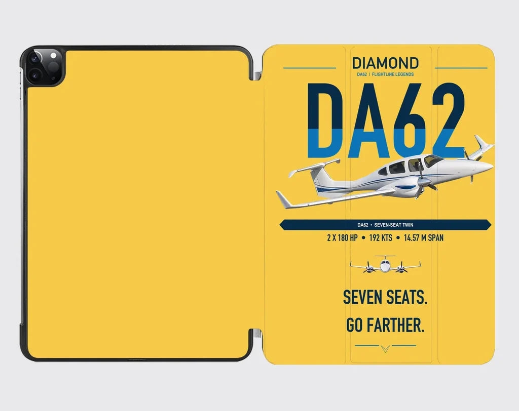 Diamond DA62 design on yellow ipad tablet case