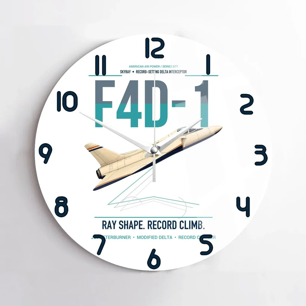F4D-1 Skyray design on white no frame wall clock