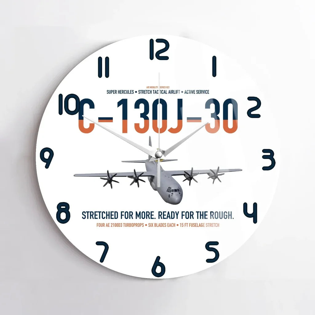 C-130J-30 Super Hercules design on white no frame wall clock