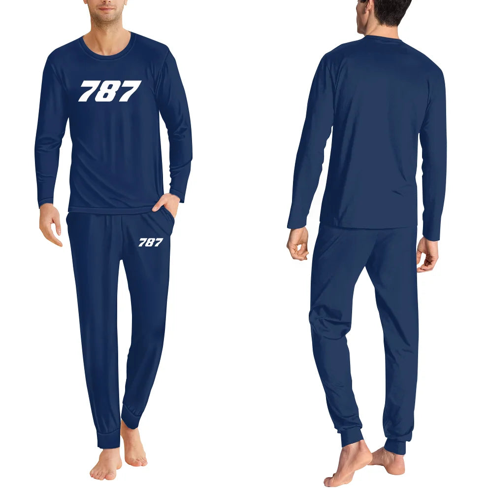 Boeing 787 Flat Text men pajamas - Dark Blue