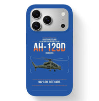 Thumbnail for AgustaWestland AH-129D Mangusta design on blue magsafe iphone case, for iPhone 17 Pro