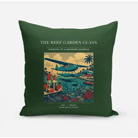 Thumbnail for VINTAGE G4410 - The Reef Garden Glass - Designed Pillows design on darkgreen