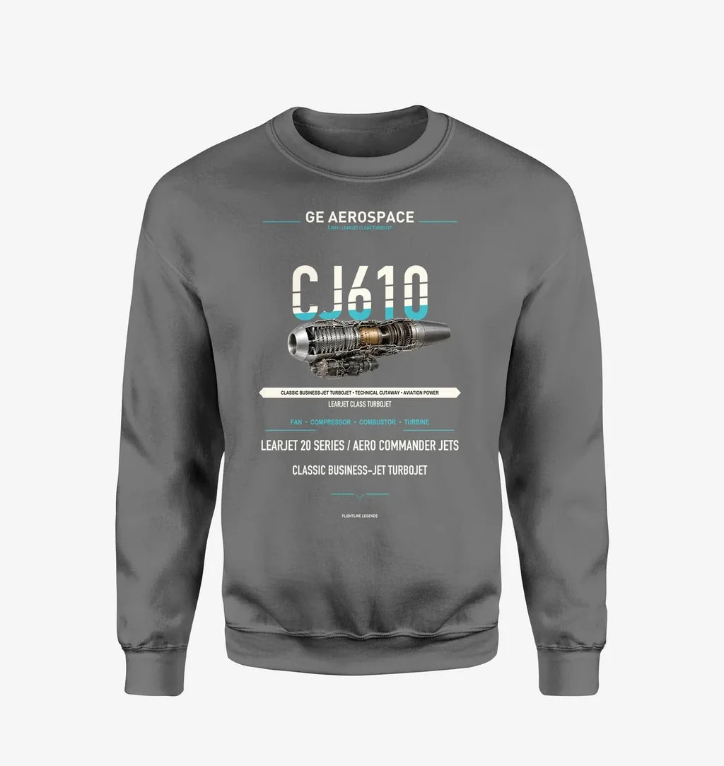 CJ610 design on gray sweatshirt