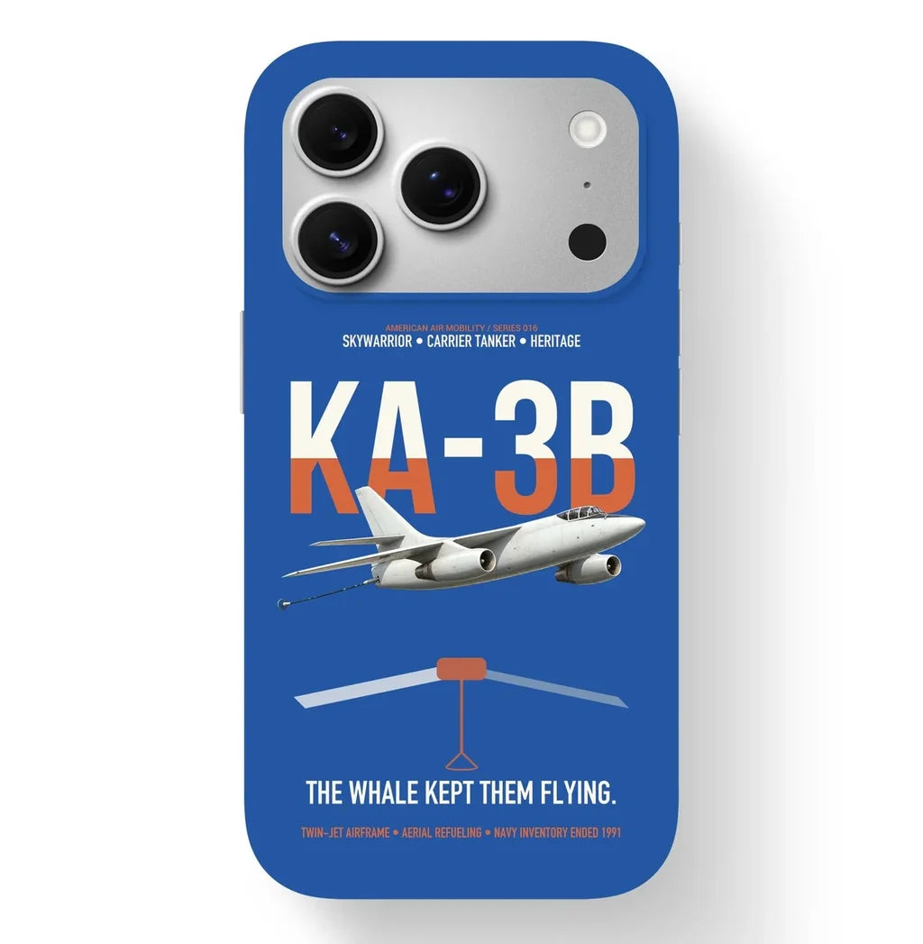 KA-3B Skywarrior design on blue magsafe iphone case, for iPhone 17 Pro