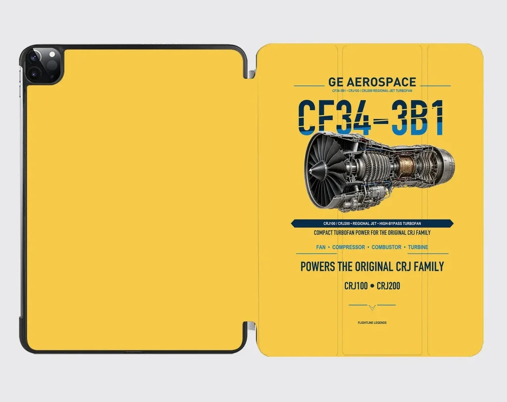 CF34-3B1 design on yellow ipad tablet case